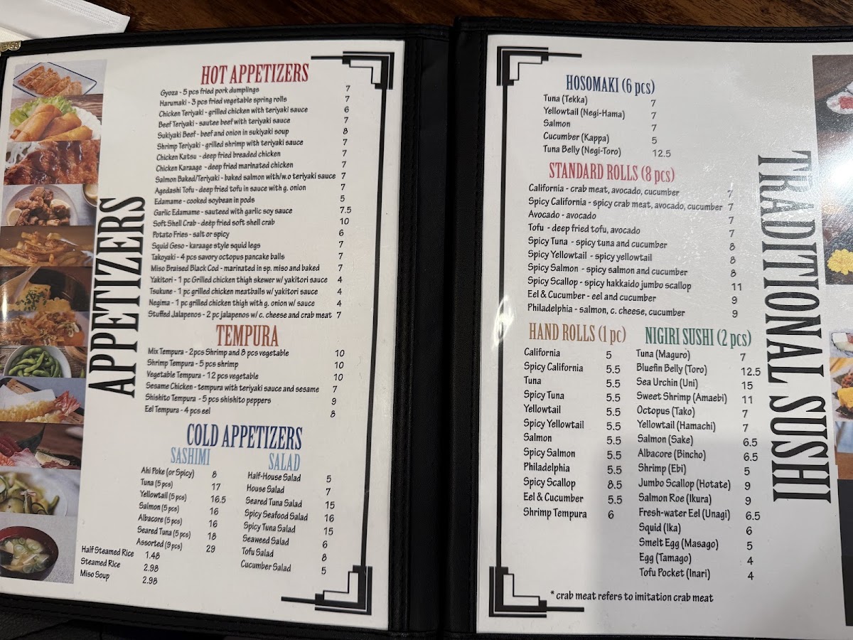 Sai Japanese Bistro menu board