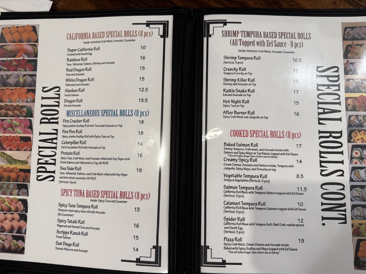 Sai Japanese Bistro menu board