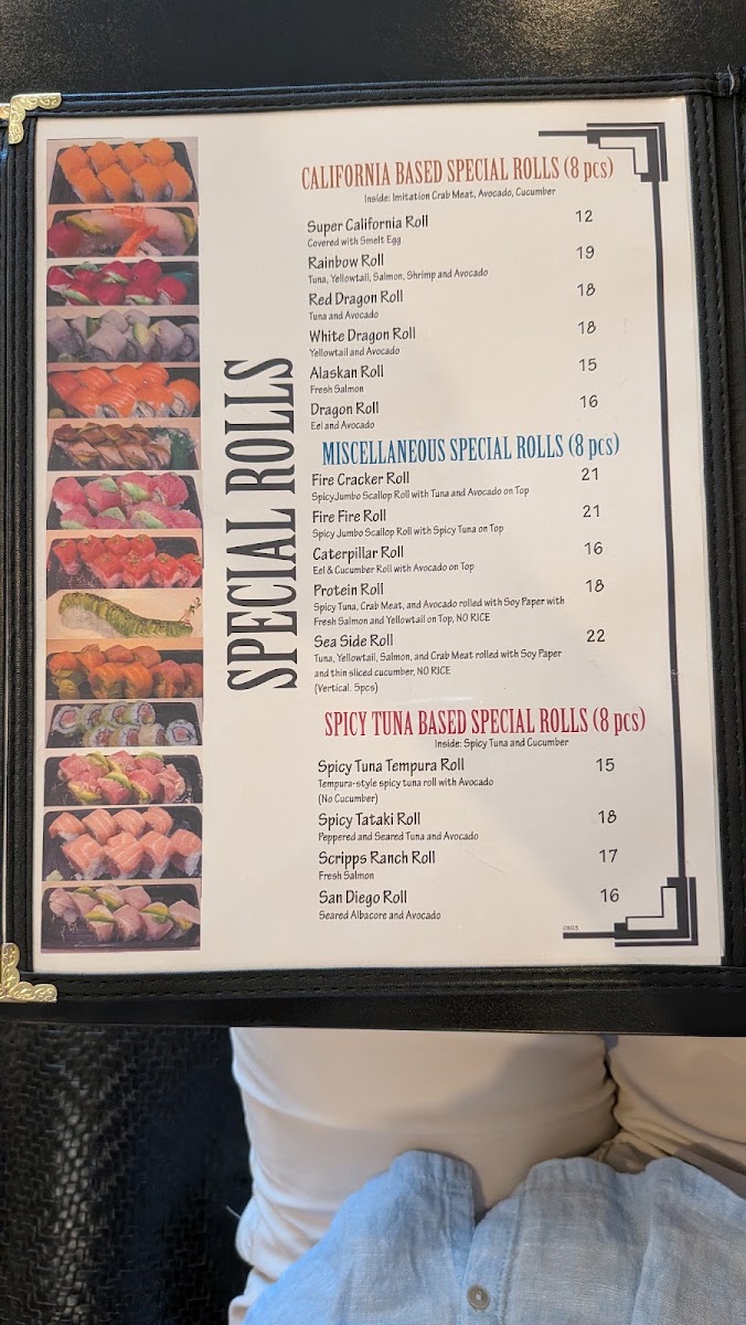 Sai Japanese Bistro menu board