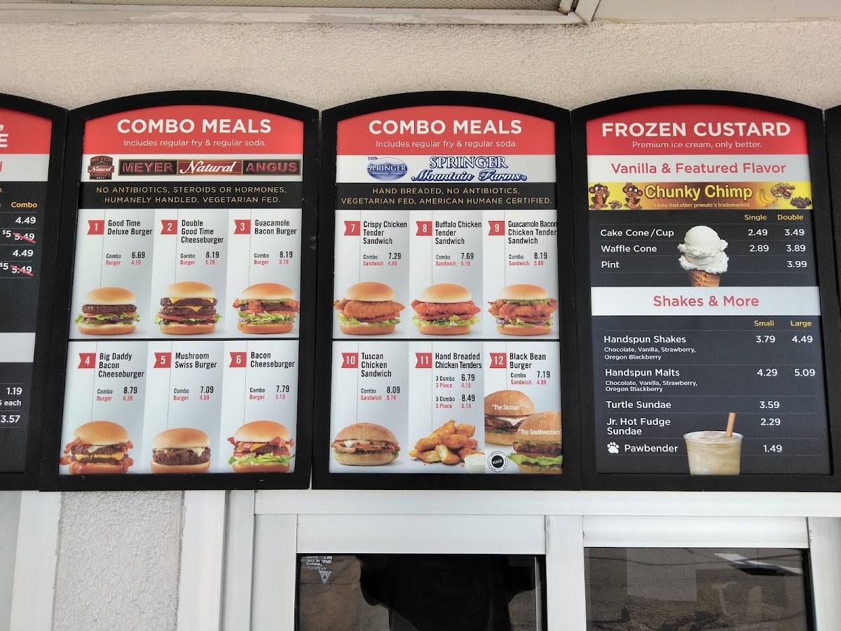 Good Times Burgers & Frozen Custard menu board