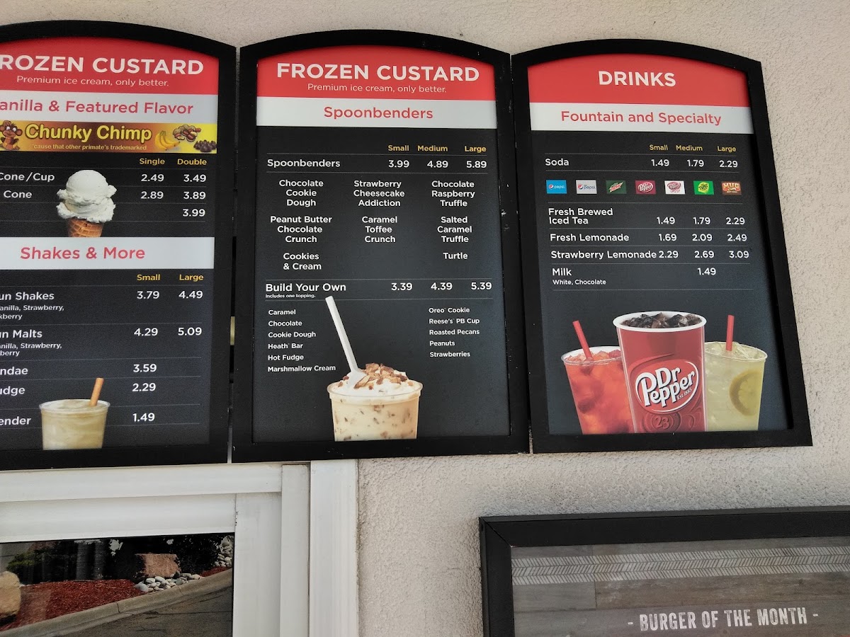 Good Times Burgers & Frozen Custard menu board