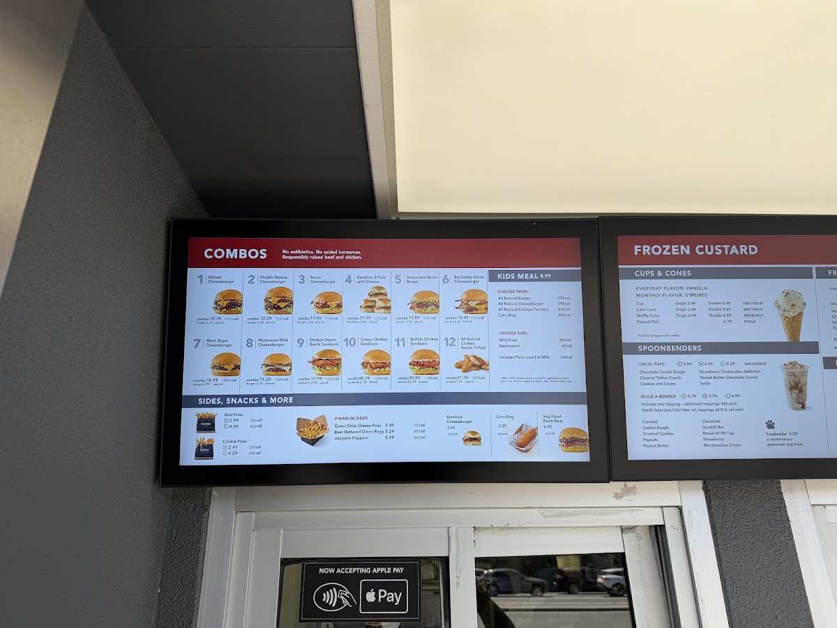 Good Times Burgers & Frozen Custard menu board