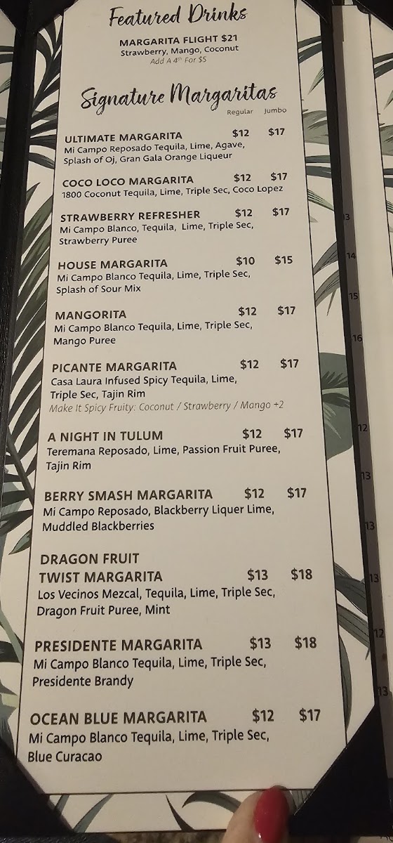 Casa Laura Tacos & Tequila menu board