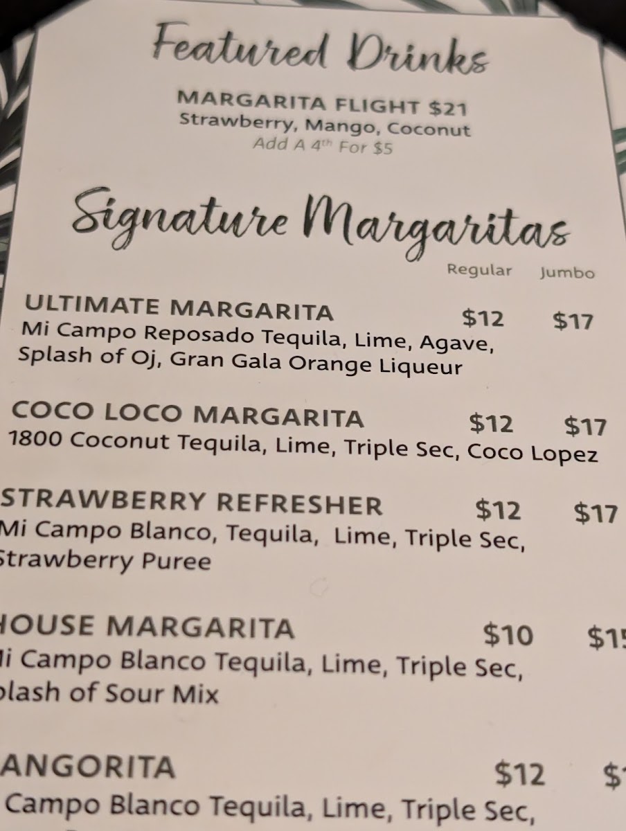 Casa Laura Tacos & Tequila menu board