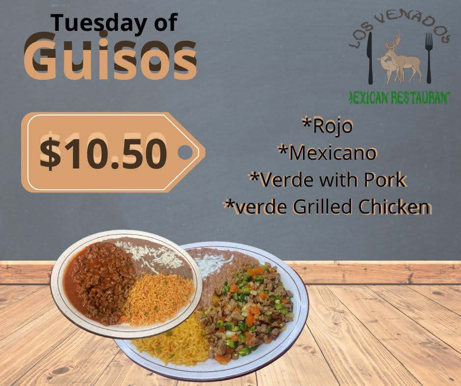 Los Venados Mexican Restaurante menu board