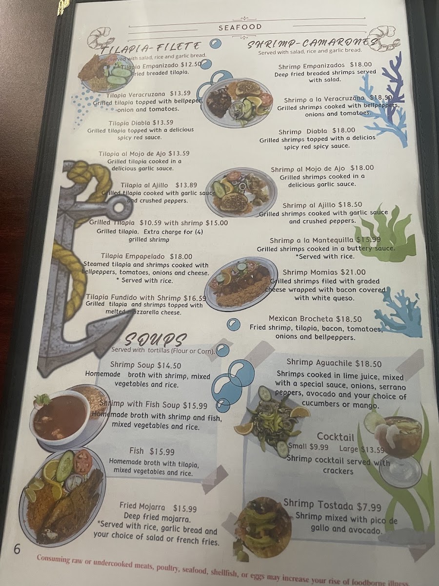 Los Venados Mexican Restaurante menu board