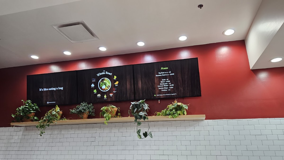 The Whole Bowl menu board