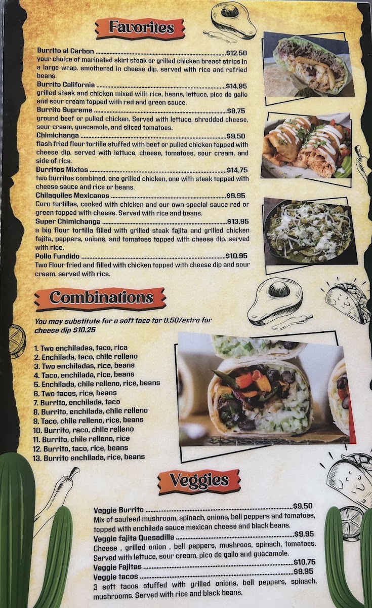 La Tejana menu board