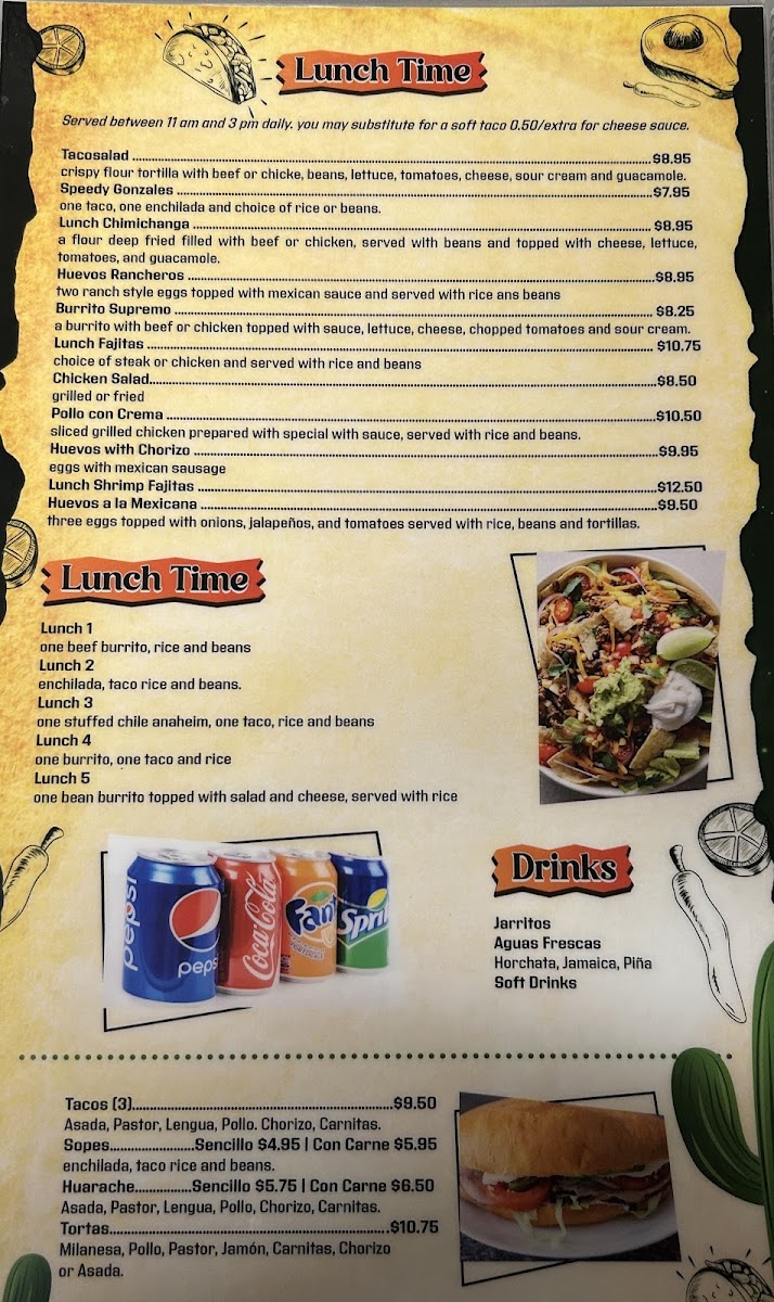 La Tejana menu board