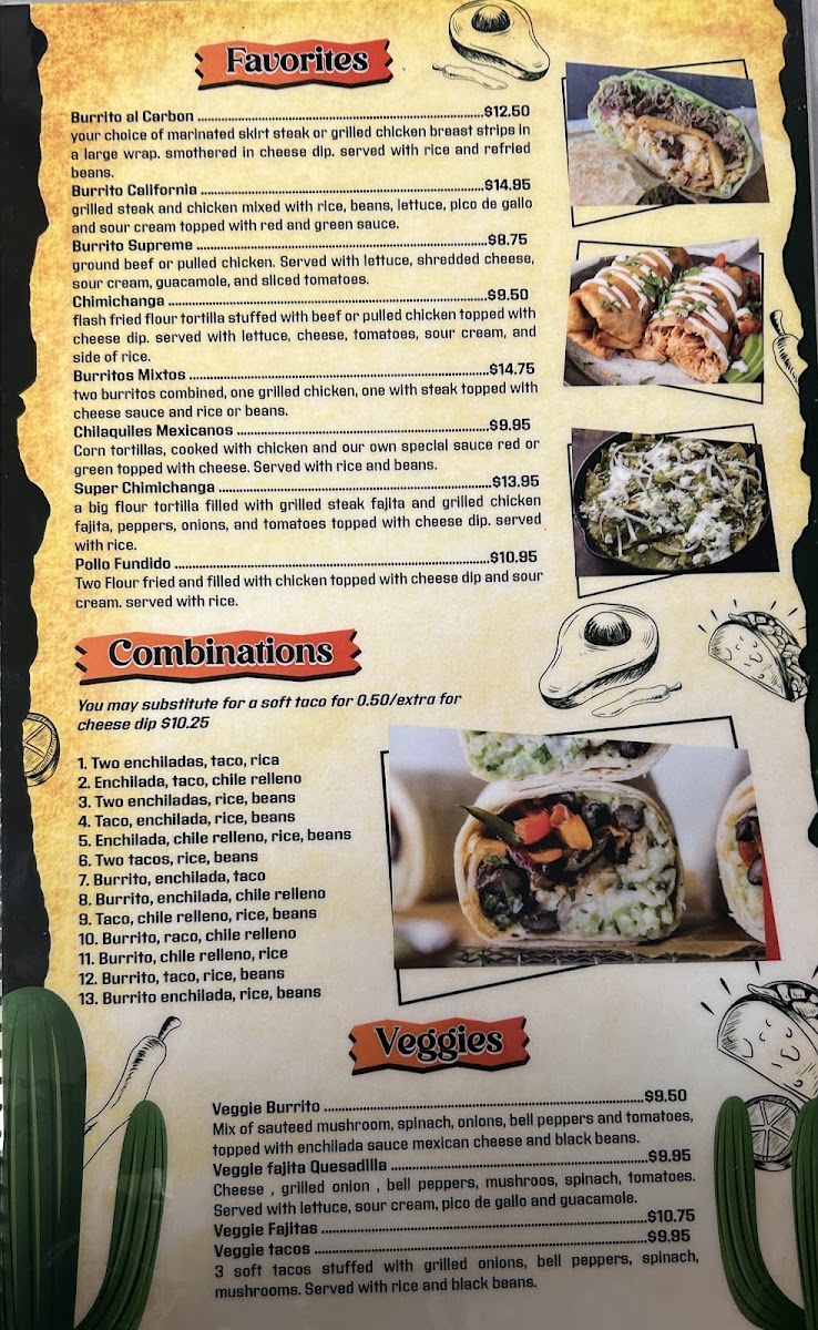 La Tejana menu board