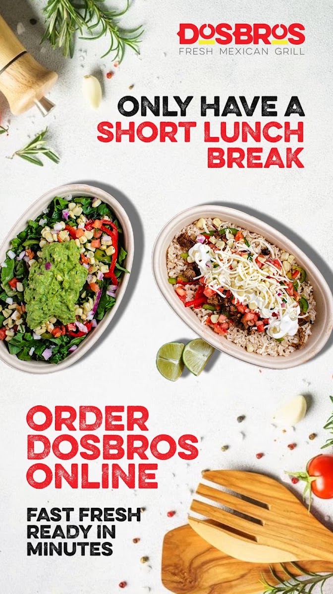 DosBros Fresh Mexican Grill & Catering menu board
