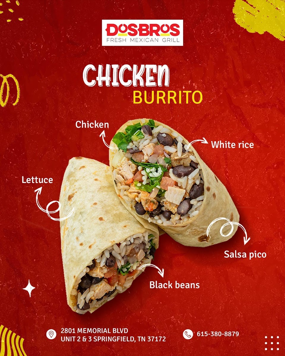 DosBros Fresh Mexican Grill & Catering menu board