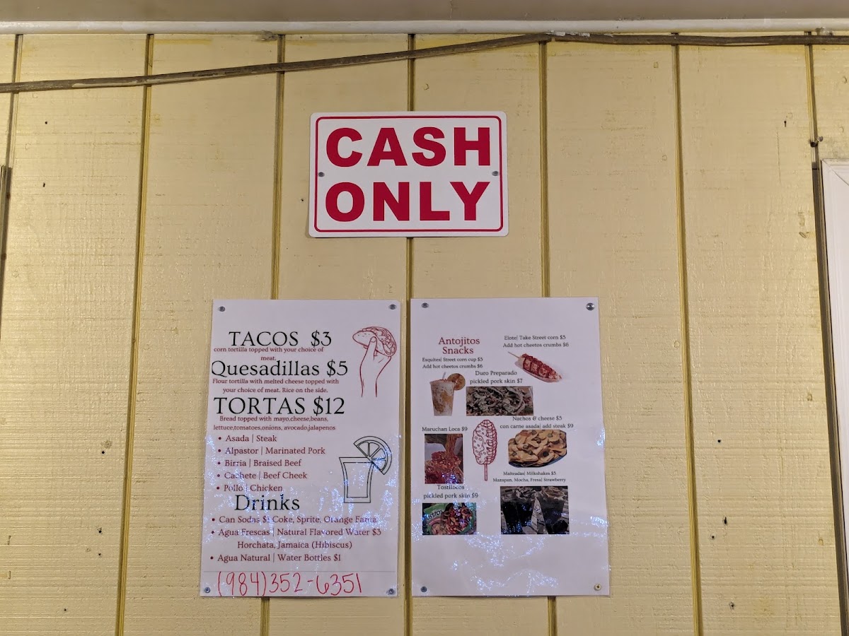 Antojitos Tapatios menu board