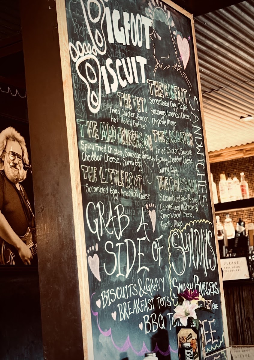 Bigfoot Biscuit menu board
