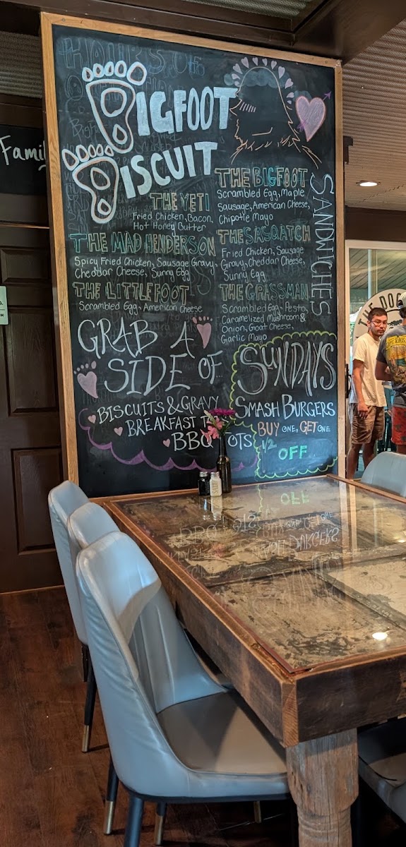 Bigfoot Biscuit menu board