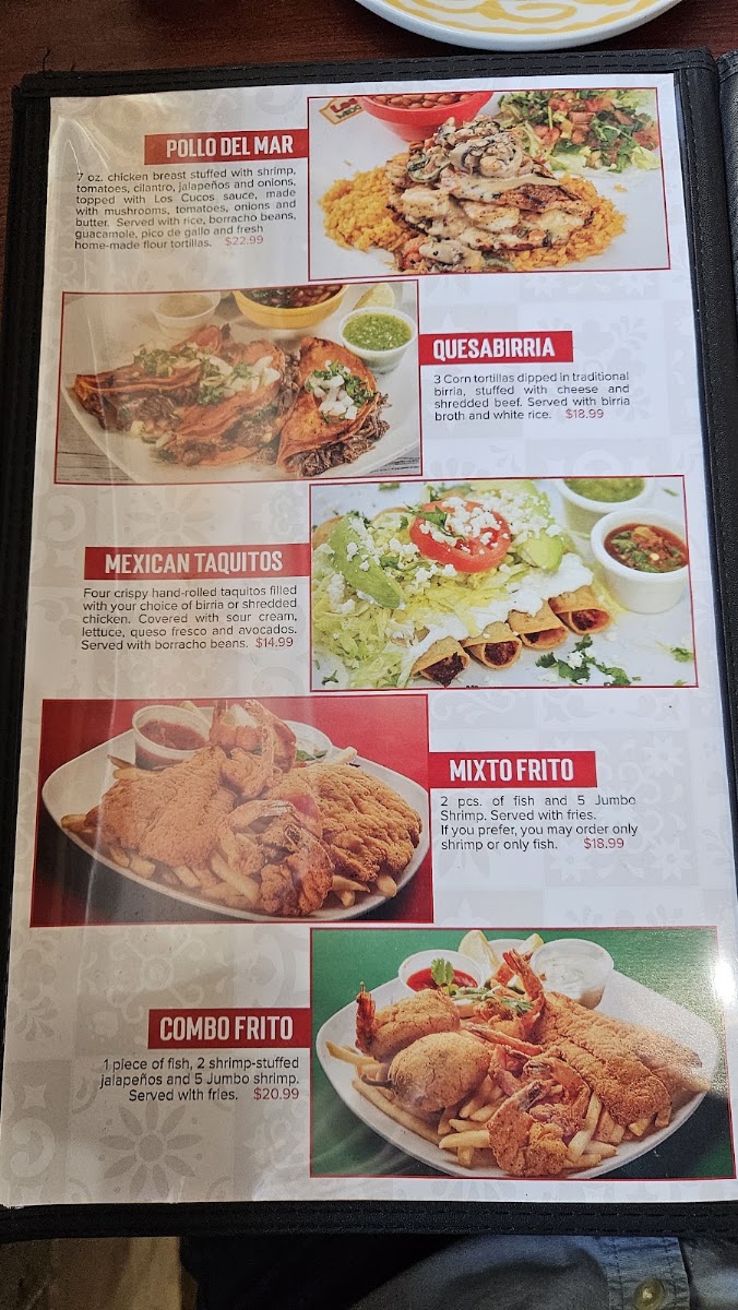 Los Cucos Mexican Cafe menu board