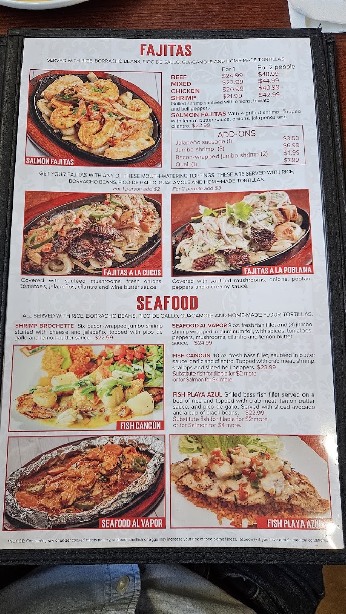 Los Cucos Mexican Cafe menu board