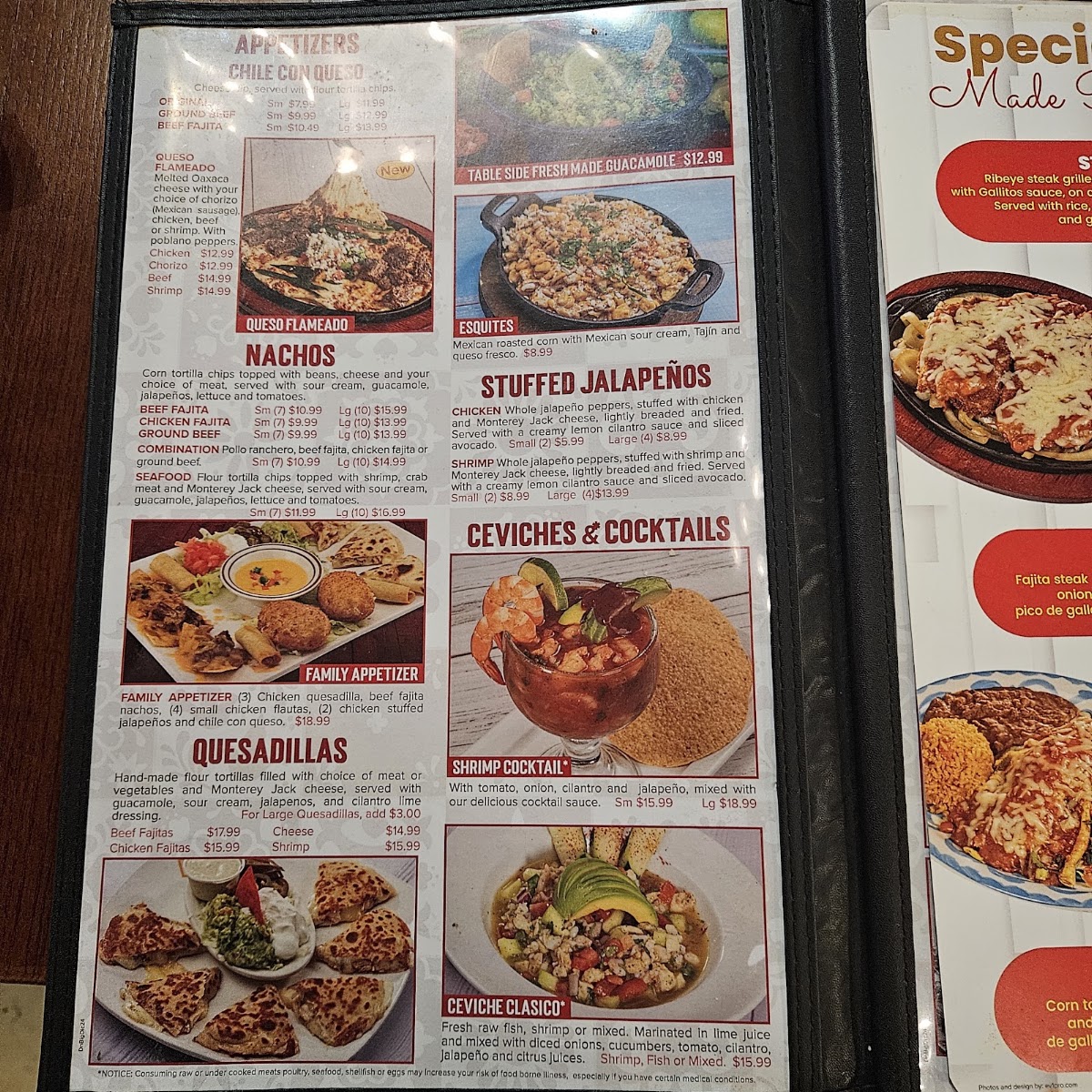 Los Cucos Mexican Cafe menu board