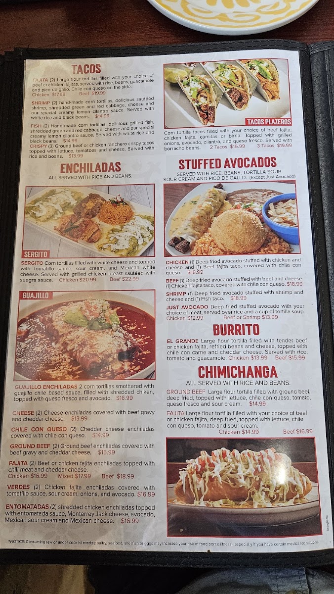 Los Cucos Mexican Cafe menu board