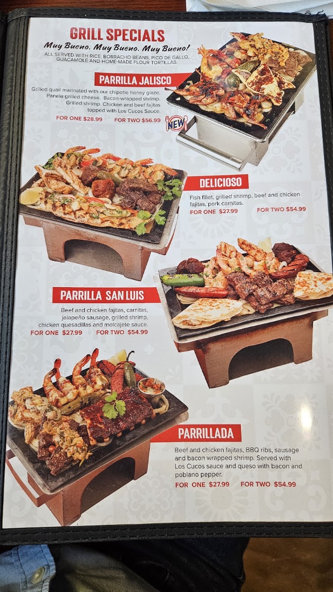 Los Cucos Mexican Cafe menu board