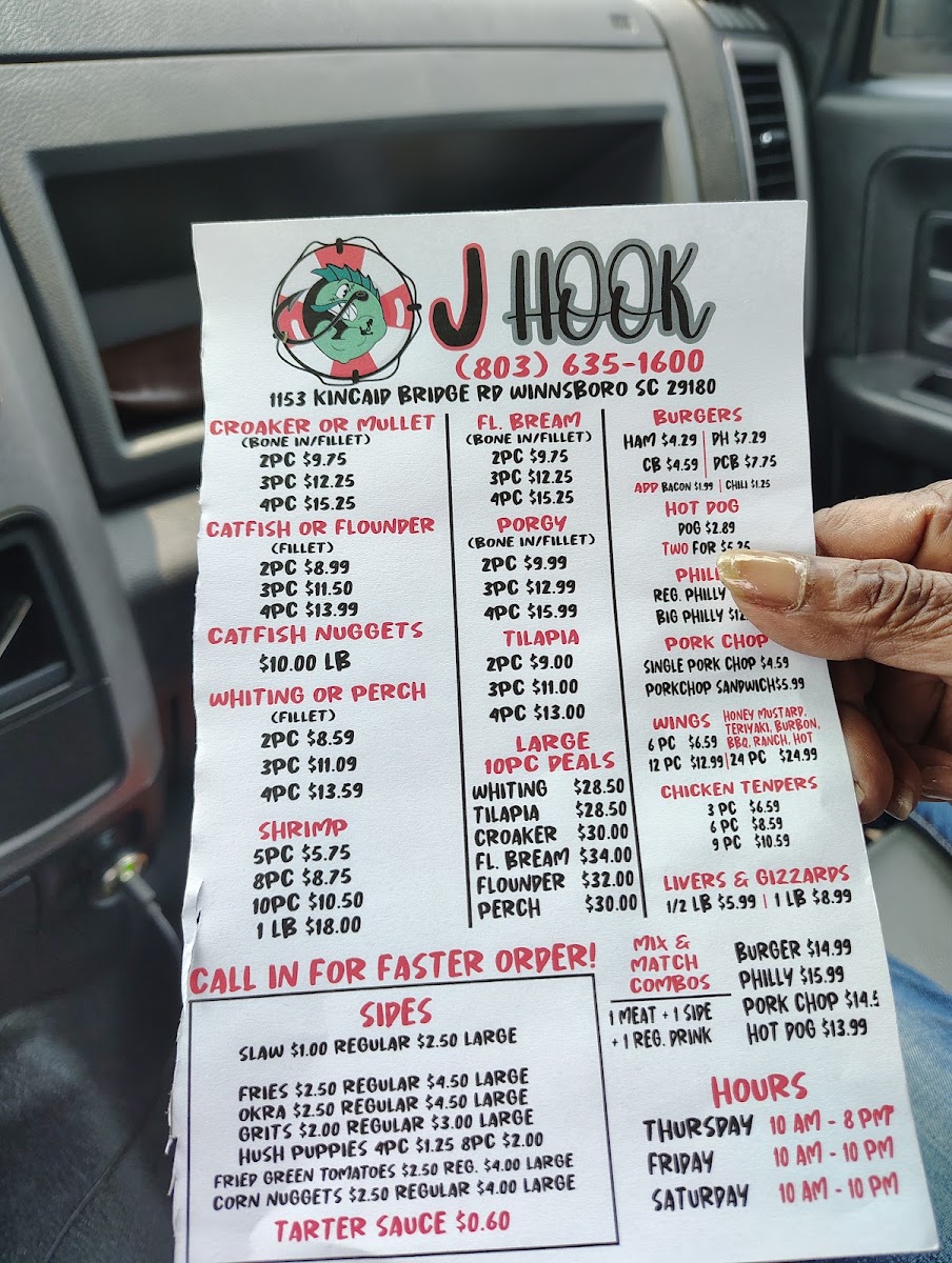 J hook menu board