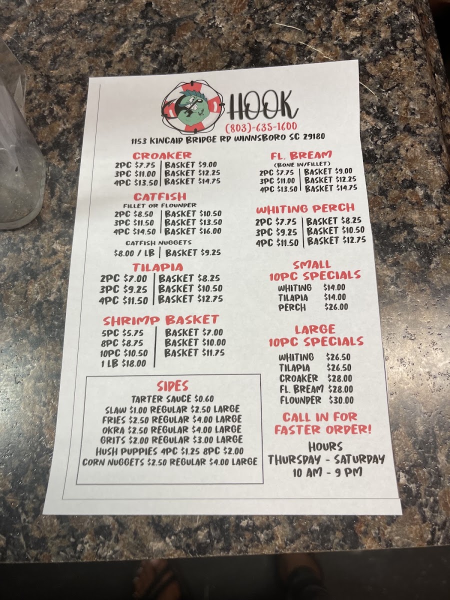 J hook menu board