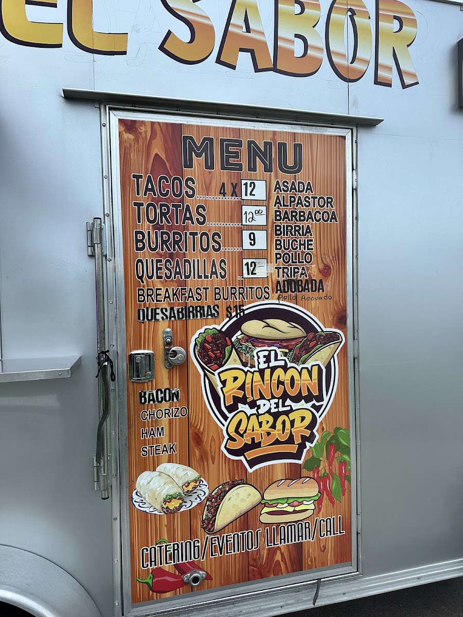 El Rincon del Sabor menu board