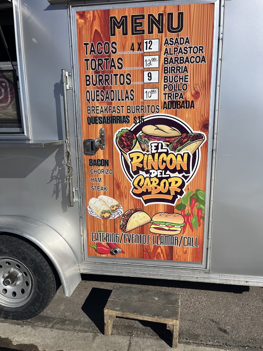 El Rincon del Sabor menu board