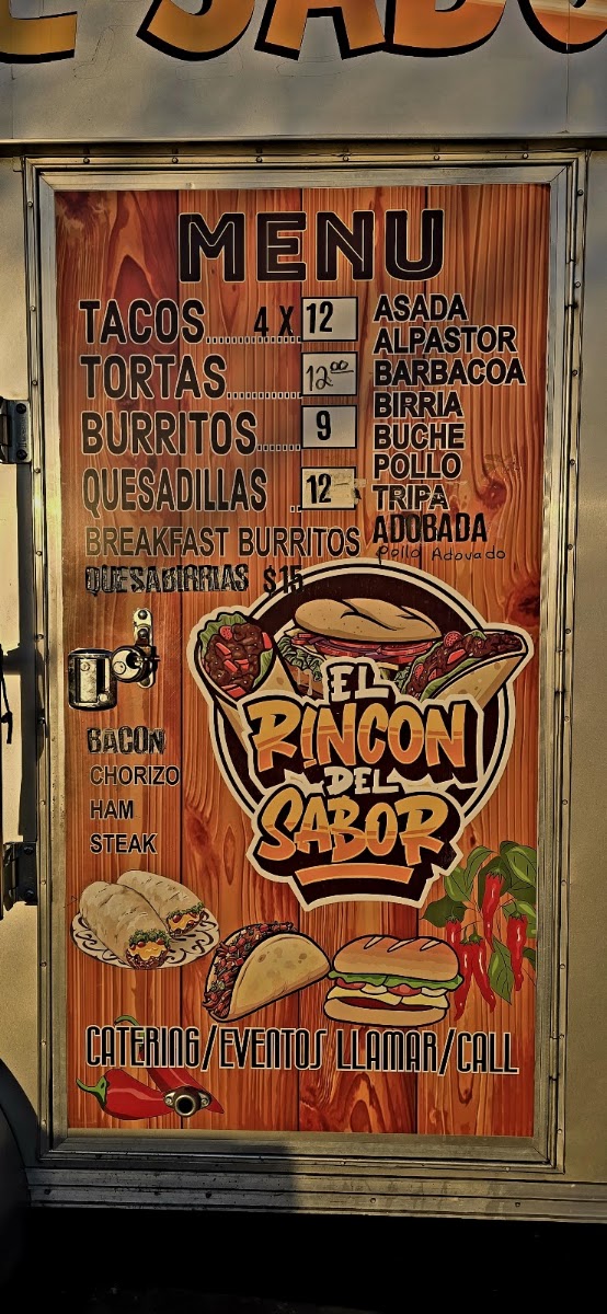 El Rincon del Sabor menu board