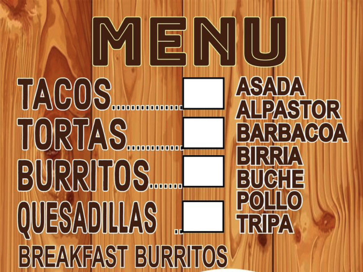 El Rincon del Sabor menu board