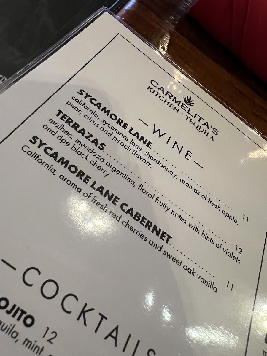 Carmelita's Kitchen + Tequila - Cypress menu board