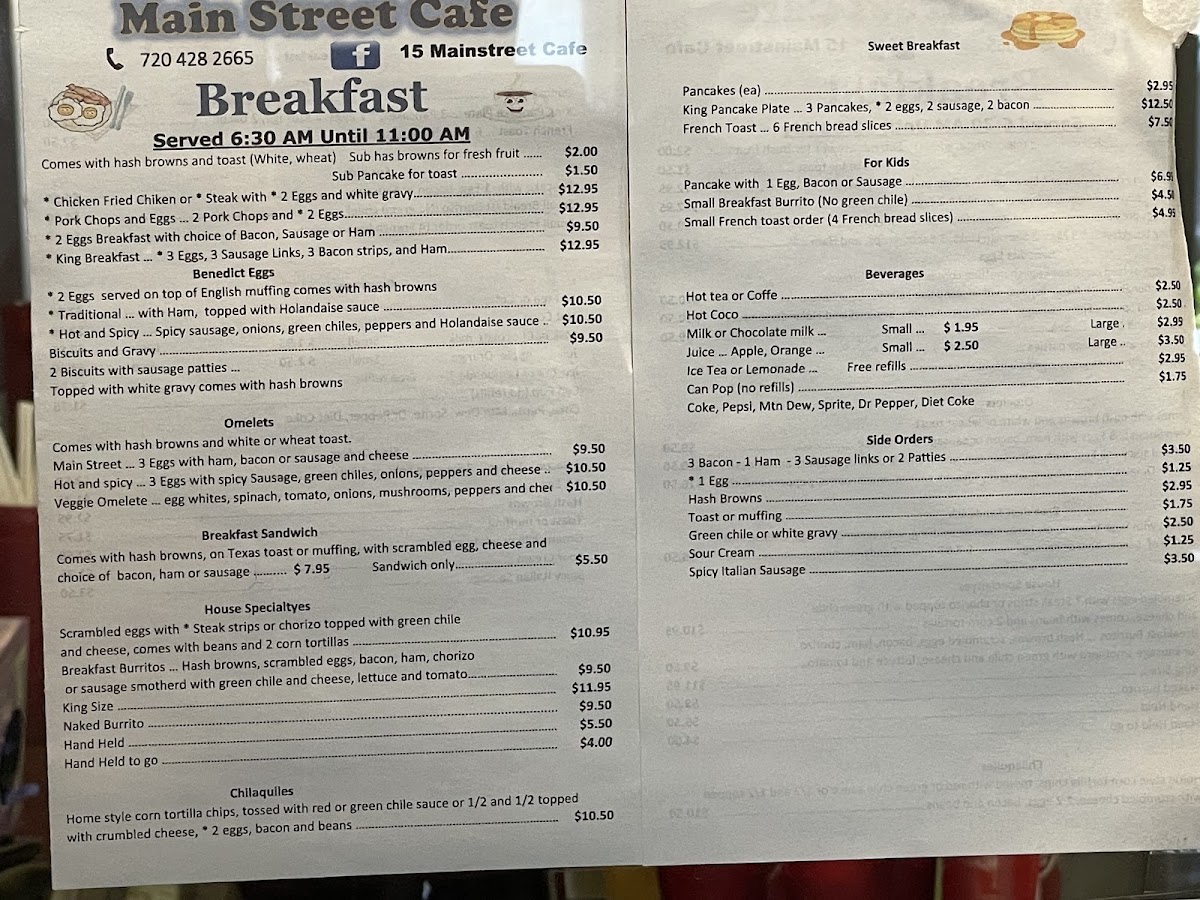 The 1919 Cafe menu board
