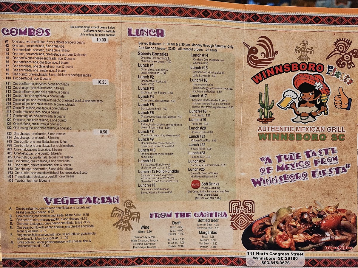 Winnsboro Fiesta menu board