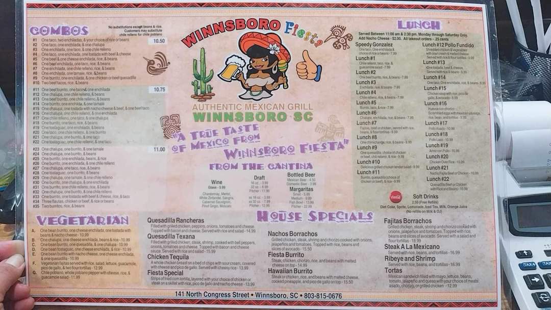 Winnsboro Fiesta menu board