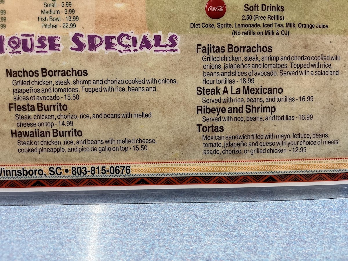 Winnsboro Fiesta menu board