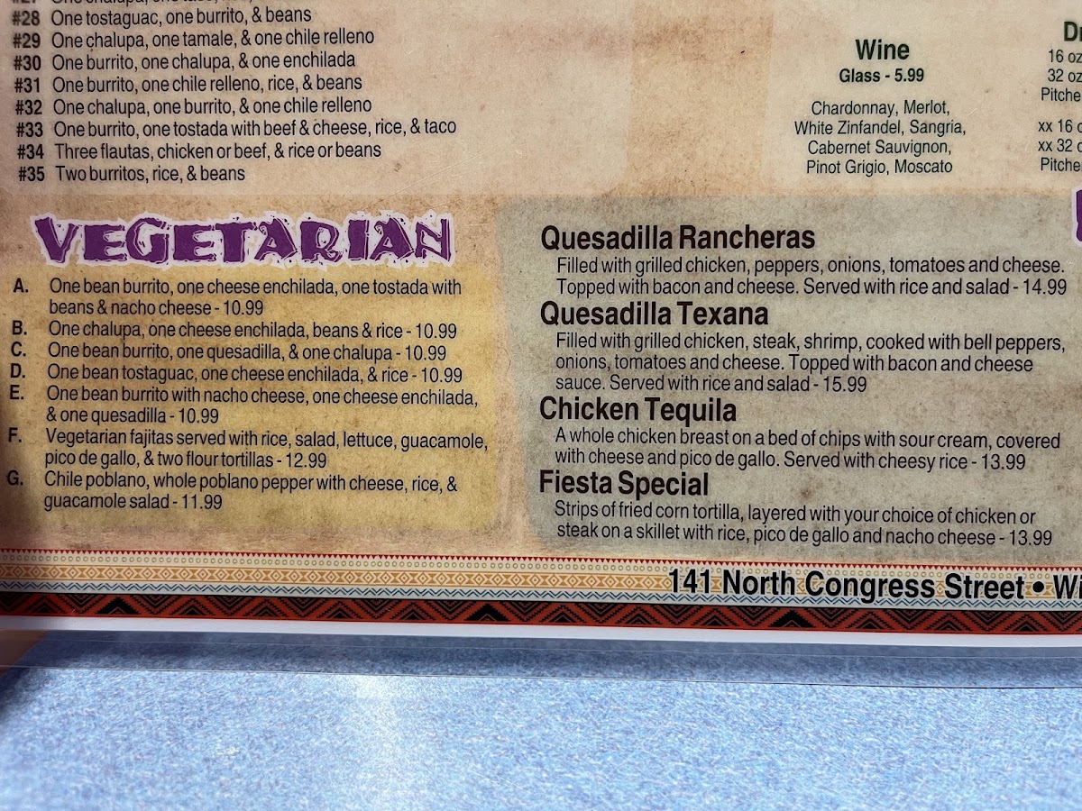 Winnsboro Fiesta menu board