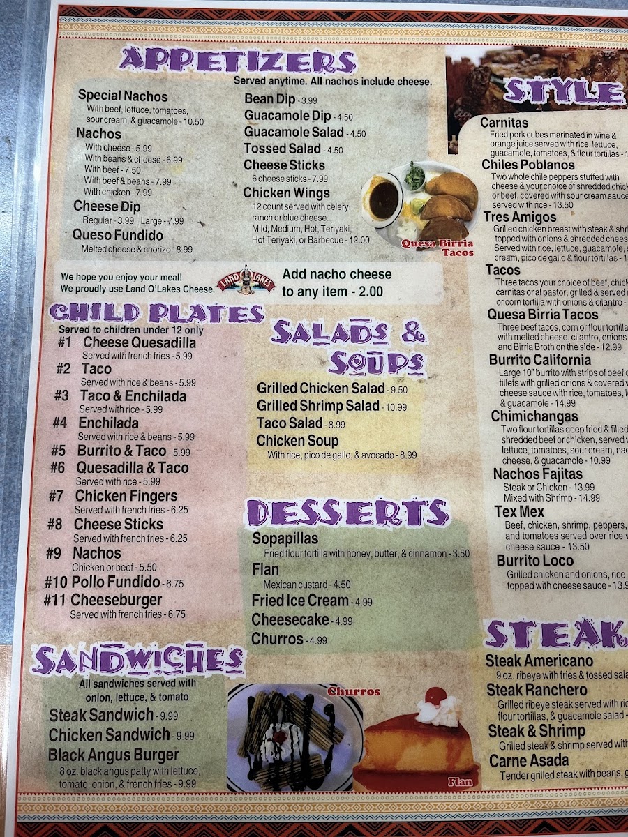Winnsboro Fiesta menu board