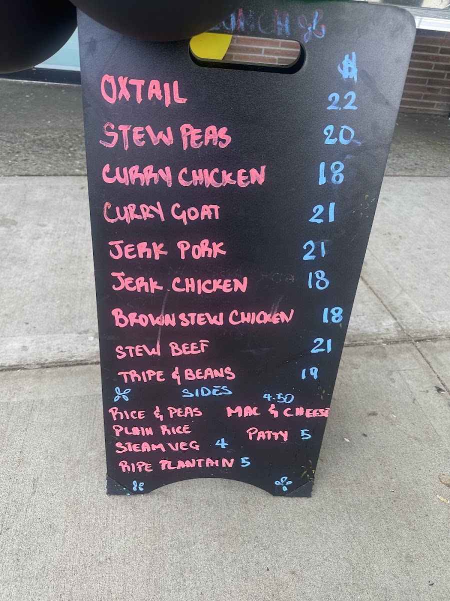 Just Like Home Caribbean market and kitchen llc menu board