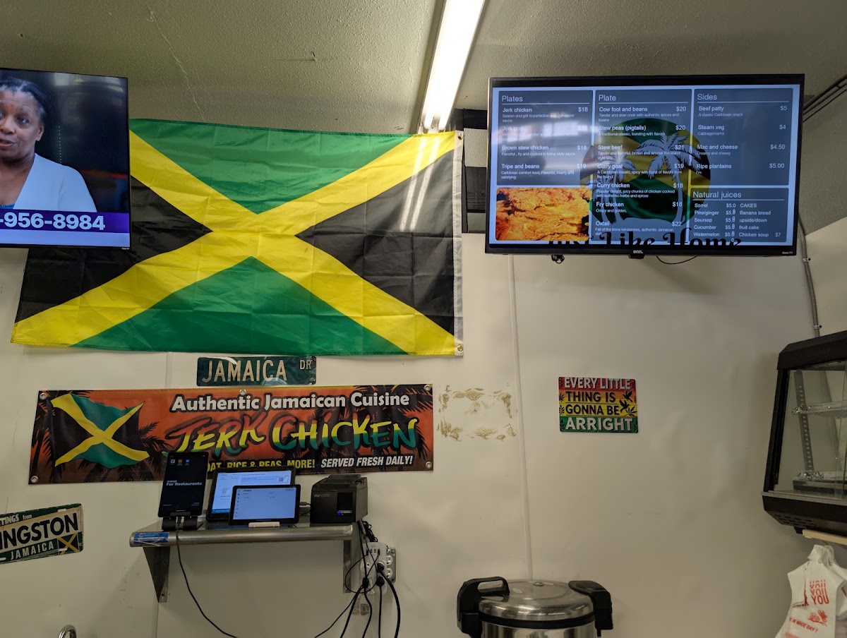 Just Like Home Caribbean market and kitchen llc menu board