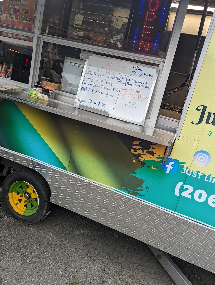 Just Like Home Caribbean market and kitchen llc menu board