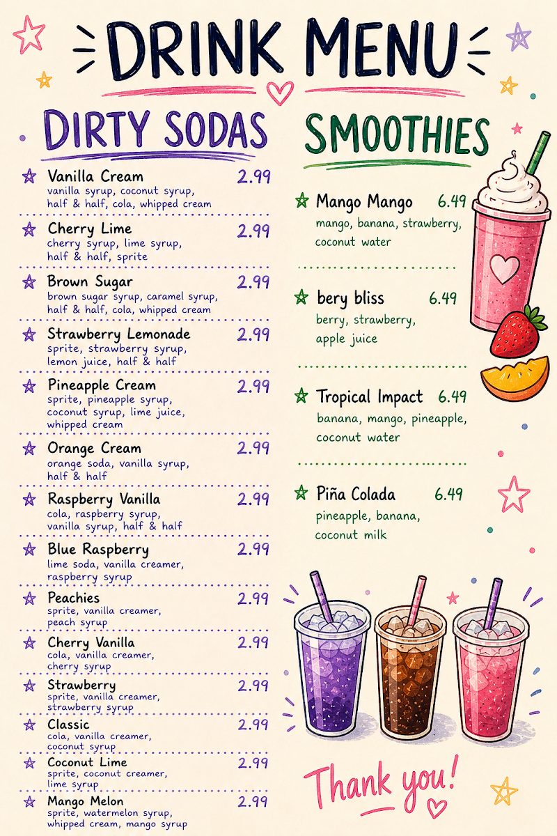 Grub House menu board