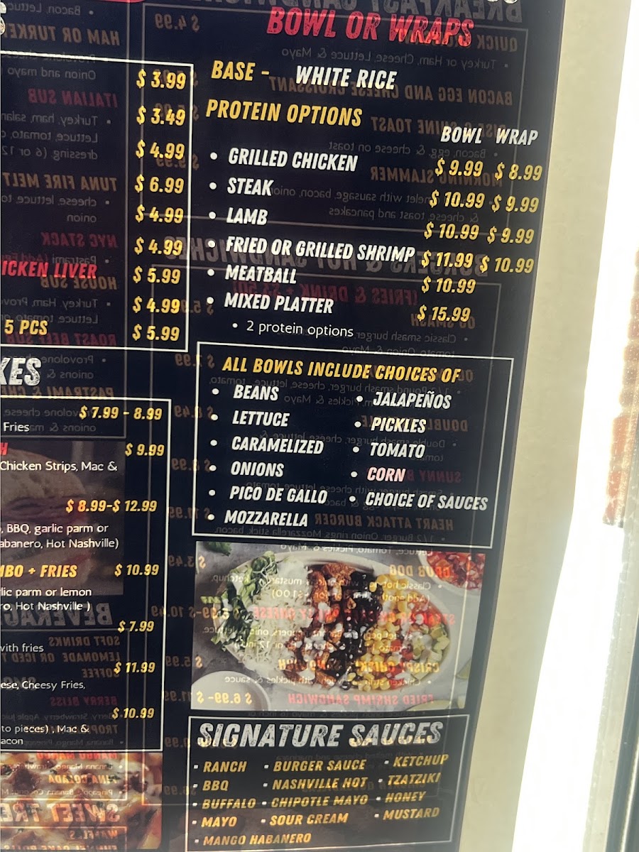 Grub House menu board