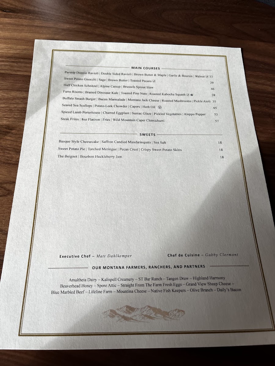 The Landing Restaurant menu board
