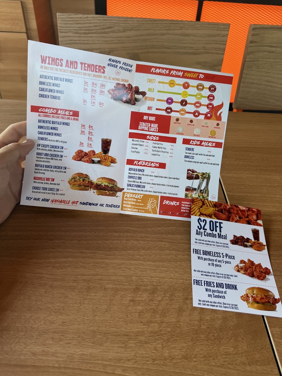 Atomic Wings Roanoke menu board