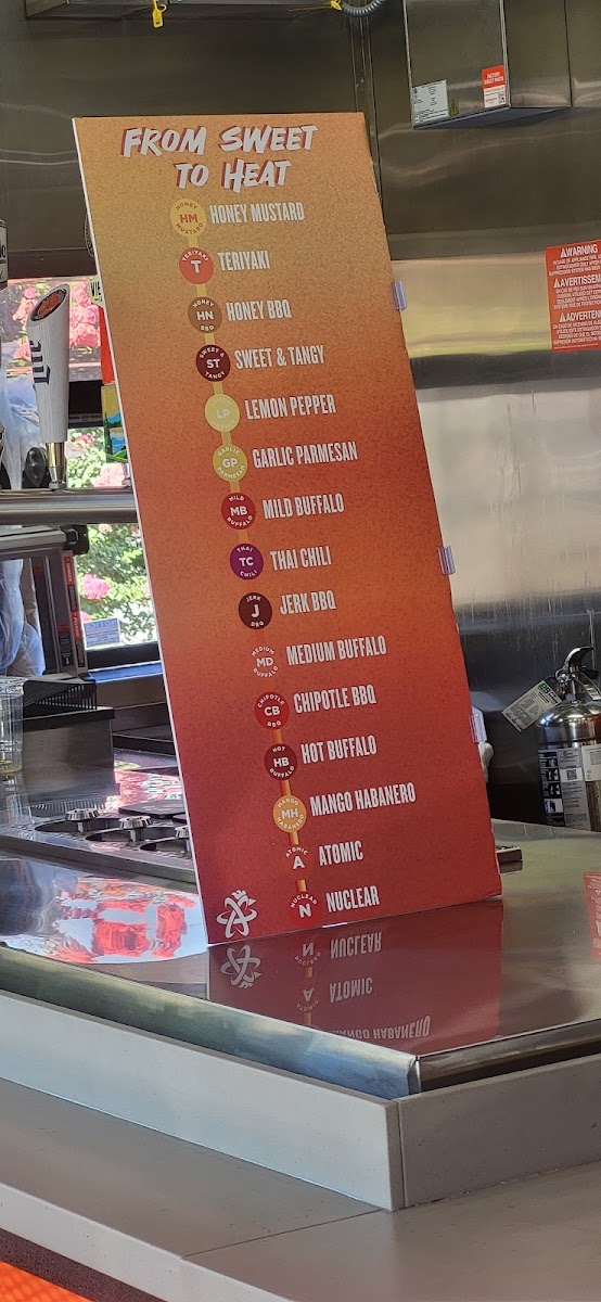 Atomic Wings Roanoke menu board