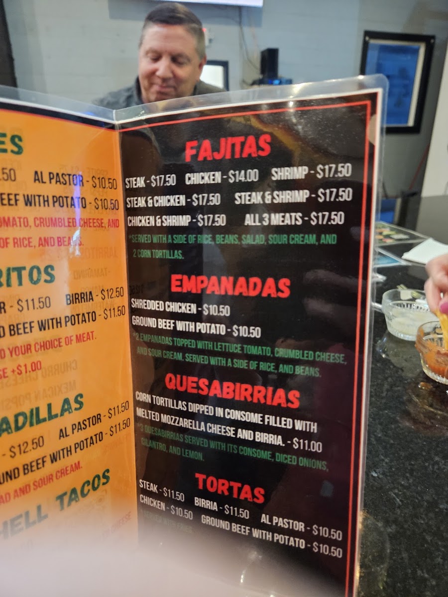 La Bendicion Mexican Cuisine menu board