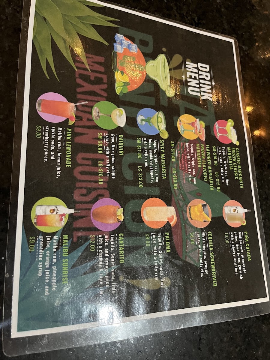 La Bendicion Mexican Cuisine menu board