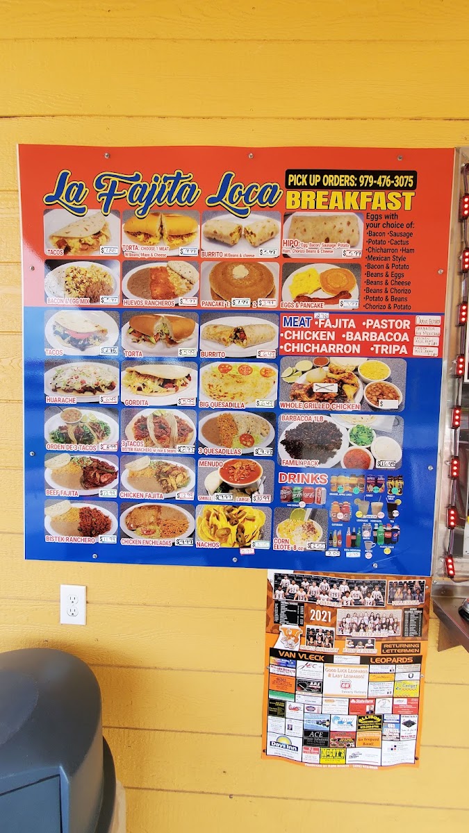 La Fajita Loca menu board