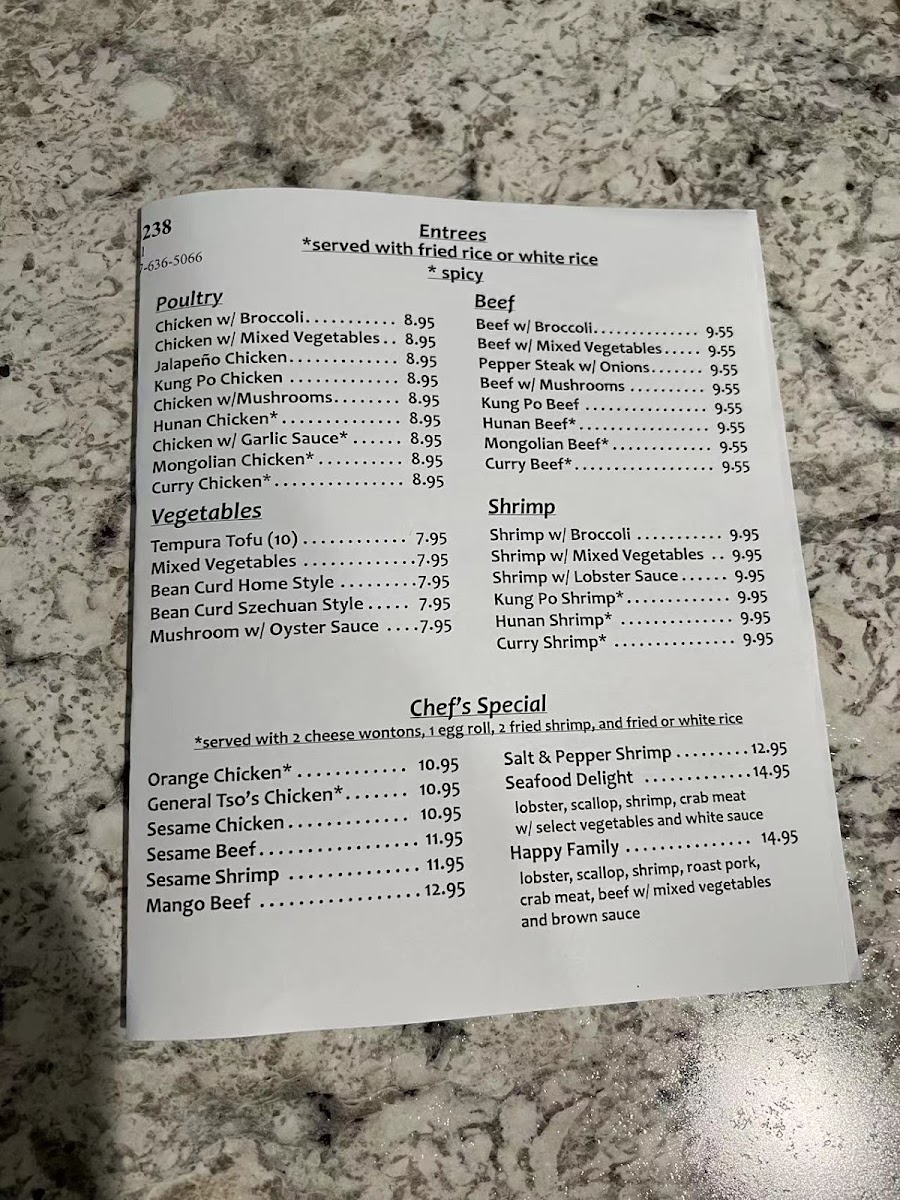 Grand Buffet menu board