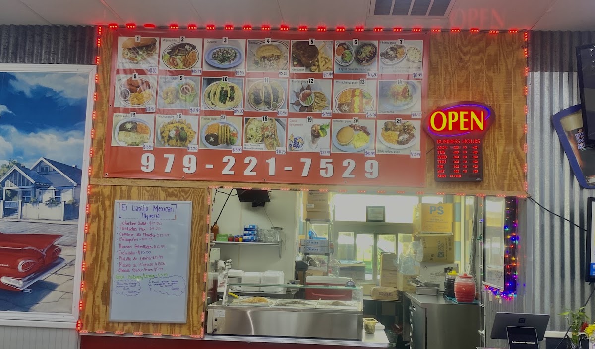 El Llanito Mexican Taqueria LLC menu board